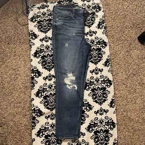 distressed girlfriend high-rise jeans